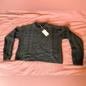 Quince Cropped Cable Knit Sweater